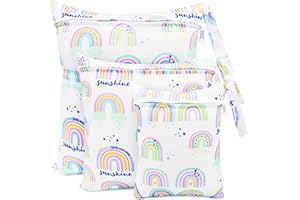 FenFang Bolsas Pañales Impermeables, 3 PCS Bolsa Muda Bebe, Wetbag Portátil para Mamá, Organizador de Colgar de Maquillaje Viaje Playa Piscina, Wet Bag de Tela Reutilizable Lavable (Blanco)