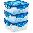 Clazkit Multi-Purpose Plastic Containers with Lid for Kitchen Storage | Food Grade BPA Free Leak Proof |Pack Of 3 | 800ml