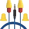 Plugfones Protector VL Audio Earbuds, OSHA Compliant Earplugs with Sound, Blue & Yellow