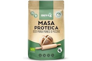 NUVEG Masa Proteica Ecológica para Panes o Pizzas, Vegano, Preparado para Pan Proteico y Masa de Pizza, Harina Panificable Sin Gluten, Sin Lactosa, Contiene Harina de Trigo Sarraceno, Pack 2, 540g