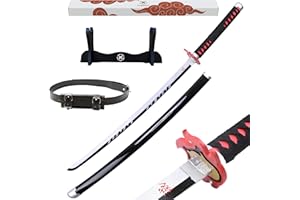 Hashiman - Katana Demon Slayer - Réplique Manga Sabre + Support Epée Bois + Ceinture - Catana Japonais Cosplay Décoration Jouet Enfant Adulte - Jeu Déguisement Deco Ninja (Tanjiro New)