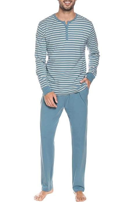 Pigiama In Cotone Per Uomo - Set Due Pezzi Con Stampa Cartoon, Maniche Lunghe E Pantaloni Con Tasche - Foto 8