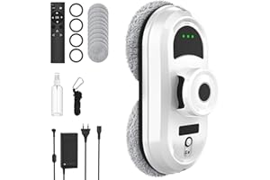 SWBSLL Fensterputzroboter, 5600Pa Fensterreiniger Elektrisch mit 3 Reinigungsmodi, Intelligente Navigation, Kantenerkennung, Fernbedienung, Sicherheitssystem＆10 Reinigungstücher, für Glatte Oberflächen