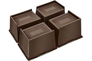 MixDora Bed Risers 5 Inch Oversized Heavy Duty Furniture Risers Rectangular L-Shape Anti-Slip Sofa Risers for Couches Table Chair 4 Pack Dark Brown (Dark Brown, 5 Inch)