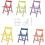 buiani 6 sedie Colorate Sedia in Legno Verniciato richiudibile per Campeggio casa e Giardino (Rosso,Verde,Viola,Giallo,Blu,Ar