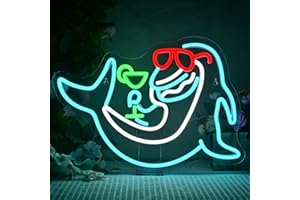 LUCUNSTAR Shark Cocktail Neon Sign,Bright Bar Light Signs for Wall Decor,USB Powered Bar Neon Lights wth Switch,for Home bar Bedroom Club Kitchen Hotel Wedding Birthday Party Bistro
