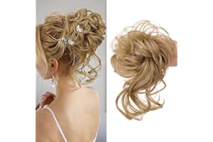 SHANGXIU Haarteil Haargummi Hochsteckfrisuren,Messy Bun Haarteil Hair Piece Tousled Updo Hairpieces Bun Scrunchies Erweiterungen für Frauen Mädchen (#24 (Naturblond))