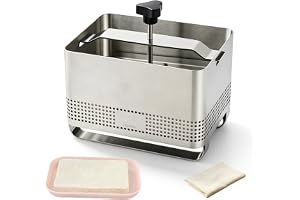304 rostfritt stål Tofu-press, Tofu-pressmaterial med gasväv, ost- och tofupress för hemmabruk, fast tofu, 10,5 × 16 × 12 cm