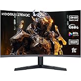 KOORUI Gaming Monitor 27 Zoll, 1800R Fläche Bildschirm 2560X1440 (QHD), 144HZ 1ms Mornitor, DCI-P3 85%, Ultradünne Blende, Ei
