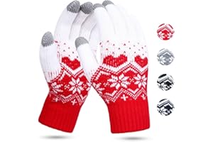 KQueenStar Direct Touch Screen Gloves Women - Ladies Winter Thermal Gloves Knitted Warm Snow Gloves for Women Ladies Outdoor Phone Running Texting