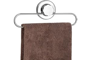 Poywaze Suction Cup Towel Ring, SUS 304 Stainless Steel Towel Holder Never rusts, no Drilling Towel Rack for Bathroom and Kitchen Storage