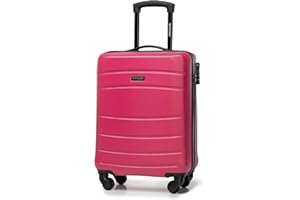 WITTCHEN Cabin Trolley Maleta de Mano Trolley pequeño Maleta rígida ABS con 4 Ruedas giratorias Cerradura de combinación Asa telescópica Globe Line Rosa