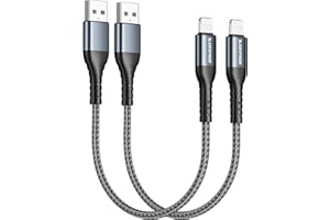 BLACKSYNCZE Cable Cargador iPhone Corto 2Pack 30CM, [MFi Certificado] Cable Lightning Nylon Cable iPhone Carga Rápida para iPhone 11 12 13 14 Pro Max Mini XR XS Max X 8 Plus 7 Plus 6s 6 Plus 6 SE2020