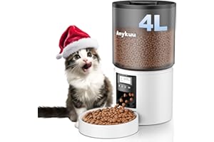Anykuu 4L Comedero Gato Automatico Dispensador 1-6 Comidas al DíaComida Gatos y Perros con función de grabación de 10s, USB, Blanco para Pequeño/Mediano Mascota