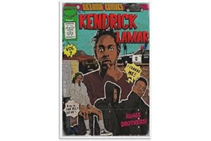Eiebate Poster di Kendrick Lamar a fumetti, poster estetico per stanza, decorazione artistica da parete per camera da letto, 30 x 45 cm