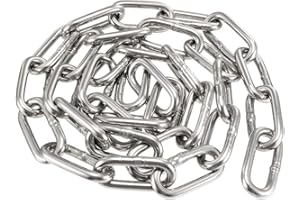 sourcing map Stainless Steel 304 Hardened Proof Coil Chain 1m Length 5mm Thickness Zinc Plated
