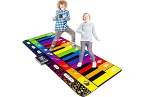 SUNLIN Tapis de Piano Géant de 1,8 m pour Enfants et Tout-Petits, 24 Touches, 10 Chansons Intégrées, 8 Sons d'Instruments, Jouet Musical Cadeau pour Garçons et Filles de 3 4 5 6 7 8 9 Ans