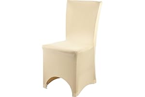 Trimming Shop Spandex Champagne Chair Cover Stretch Fabric Removable Washable Protective Slipcovers for Weddings Banquets Ceremony Hotel Dining Parties Décor, 1pc