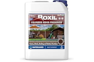 Roxil Lasure Préventive Bois 5L – Chocolat Noir – Intérieur & Extérieur – Protection Contre Pourriture, Champignons, Larves & Termites
