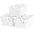EHC Storage Baskets set of 3, Storage baskets for shelves, Storage Boxes Storage Organiser Hamper Basket, White