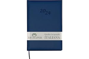 PUREPAPER Agenda 2024 Giornaliera A5 12 Mesi - Qualità Artigianale - MADE IN ITALY 15x21 (Blu)