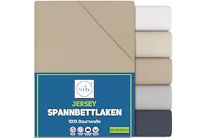 ‎COZITA Cozita Basics Spannbettlaken 90x200cm - 100% Baumwoll Jersey Bettlaken, Öko-Tex Zertifiziert, bis 25 cm Matratzenhöhe – Beige