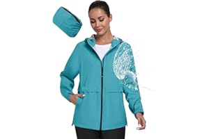 MoFiz Chaquetas Impermeables Mujer Chaqueta Chubasquero Plegable Ligero Cortavientos Impermeable para Ciclismo Acampada Trekking Viajes Senderismo