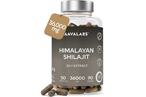 Ren Himalaya Shilajit - 36 000 mg (30:1 extrakt) - 90 rena Shilajit-kapslar för män (inte Shilajit-tabletter) - med 50% fulvo
