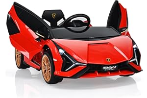 GOPLUS Kinder Elektroauto Lamborghini, Kinderauto mit Fernbedienung, Kinderfahrzeug, Bluetooth USB, mit Hupe & Musik, 3-5 km/h, Vorwärts & Rückwärts Möglich, für Kinder von 3-8 Jahre (Rot)