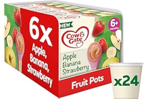 Cow & Gate Baby Food - Apple Strawberry & Banana - Baby, Toddler and Kids Snacks - Fruit Pot Multipack - 6+ Months - 4x100g (24 Pots)