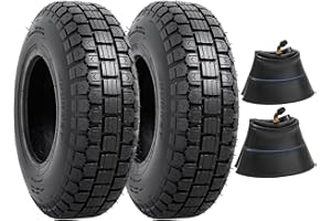 PAOWIN Pneu 4.10-6 et chambre à air 4.10/3.50-6 pour 4 roues VTT, quad, pelouse, tondeuse, brouette, kart, souffleuse à neige, tracteurs, diable, chariots, mini vélo (PWT024)