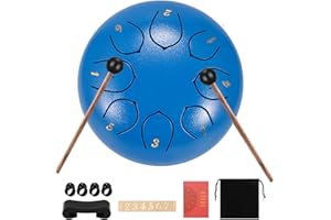Tongue Drum, SUNJULY 6 Inch 8 Steel Drum With Drumsticks Carrying Bag Percussion Instruments, Tonic Sticker And Travel Bag,Steel Tongue Drum, Steel Drum For Sound Healing Meditation Yoga