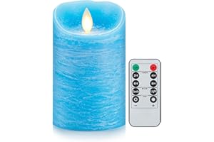 LONKENN Candele LED Blu Scuro, Flickering Flameless LED Candele, Candele a Batteria, con Telecomando, Fiamma danzante,Funzione Timer,Realizzato in Vera Paraffina per Natale Feste Decorazione Matrimonio-12.5cm