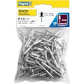 Rapid Percin 4.8X16 mm Aluminyum 100 Adet | Al&uuml;minyum yassı yuvarlak başlık; 9 &ndash; 12 mm sıkıştırma aralığı; 4,8 mm &ccedil;ap; metal 