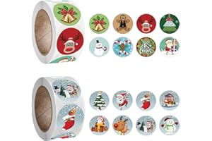 LVZHEN 1000 Pcs Christmas Stickers, 2 Rolls 1.0" Christmas Stickers Christmas Tags Gift Labels Stickers Self-Adhesive Christmas Stickers for Kids Presents (Christmas Element)
