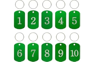 STAYMAX Aluminiowe grawerowane zawieszki z liczbami etykiety identyfikacyjne z kółkami na klucze (1-25, zielone)