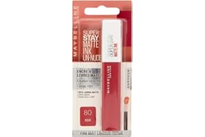 MAYBELLINE New York Superstay Matte Ink, Lápiz labial líquido efecto mate de larga duración, Tono Ruler (80), 1 Unidad (Paquete de 1)