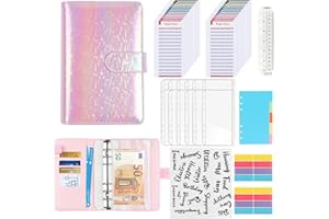 ‎WELTRXE Budget Planner Budget Binder - WELTRXE A6 Budget Notizbuch mit 2*12 Spesenbudgetblättern und 12 Geldumschlägen,Geld Organizer Sparbuch mit Etikettenaufklebern für Finanzplan, Ringbuchordner, Laserrosa