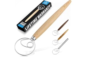 ZULAY KITCHEN Zulay - Batidor danés para masa, gran batidor danés de acero inoxidable de 33 cm, estilo holandés, mezclador artesanal para pan, masa, pasteles, pasteles y más