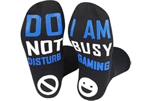 FGFD&OU Calcetines Mujer y Hombre de Algodón Calcetines Divertidos Casual Unisexo Calcetines con Antideslizantes 'DO NOT DISTURB, I AM BUSY GAMING', Regalo para Navidad, Familias y Amigo