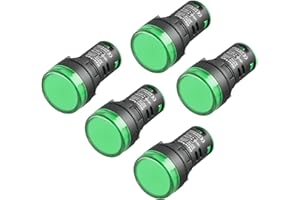 Heschen 22mm LED Indicator Pilot Light, AD16-22D/S, 24VDC 20mA, Green Light Colour, 5Pack