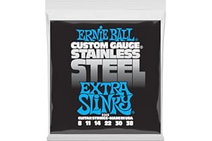 Ernie Ball Extra Slinky Stainless Steel Wound Electric Guitar Strings - 8-38 Gauge