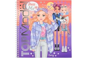 Depesche 12446 TOPModel Dress Me Up-Livre 24 Pages pour créer des Tenues Chics, Cahier de coloriage avec 11 Feuilles d'autocollants, Multicolore