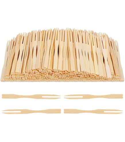 600 Forchette Cocktail In Bambù Usa E Getta - Forchette A Due Punte Per Finger Food E Antipasti - Foto 7