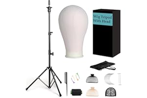 xnicx Ensemble tête de perruque et support de perruque de 58,4 cm, trépied avec tête de mannequin en mousse, tête de mannequin pour la fabrication de perruques, tête de mannequin d'affichage, comprend