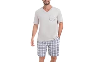 Uniexcosm Ensemble de Pyjama Été Pyjama Homme Coton Court Pyjama Homme Pantalon Manches Courtes