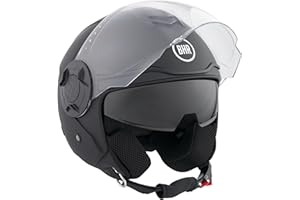 BHR Casco Jet Doppia Visiera 830 FLASH, Casco Scooter Omologato ECE 22.06, Casco Moto Jet Leggero & Confortevole con Visiera Interna Parasole, Nero Opaco, L