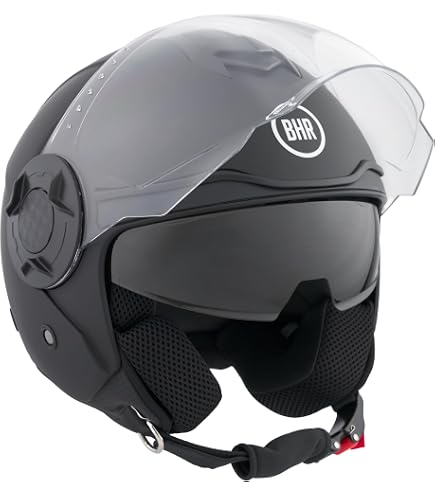 Casco Moto Jet Retrò Con Visiera Parasole – Omologato ECE 22-05, Mezzo Casco Leggero In ABS Per Uomo E Donna, Per Scooter, Chopper E Bici