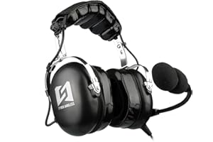 R SPIDER WIRELESS General Aviation Headset für Piloten, Mono- und Stereo-Kompatibilität, Mikrofon mit Geräuschunterdrückung, bequeme Ohrpolster, GA-Dual-Stecker, inklusive Headset-Tasche
