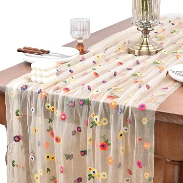 Letjolt Runner Da Tavolo Rustico In Cotone 100% Bianco 30,5x183 Cm: Tovaglia Lunga Con Volant Arricciati, Fatto A Mano, Perfetto Per Matrimoni, Feste, Compleanni, Decorazione Country - 3